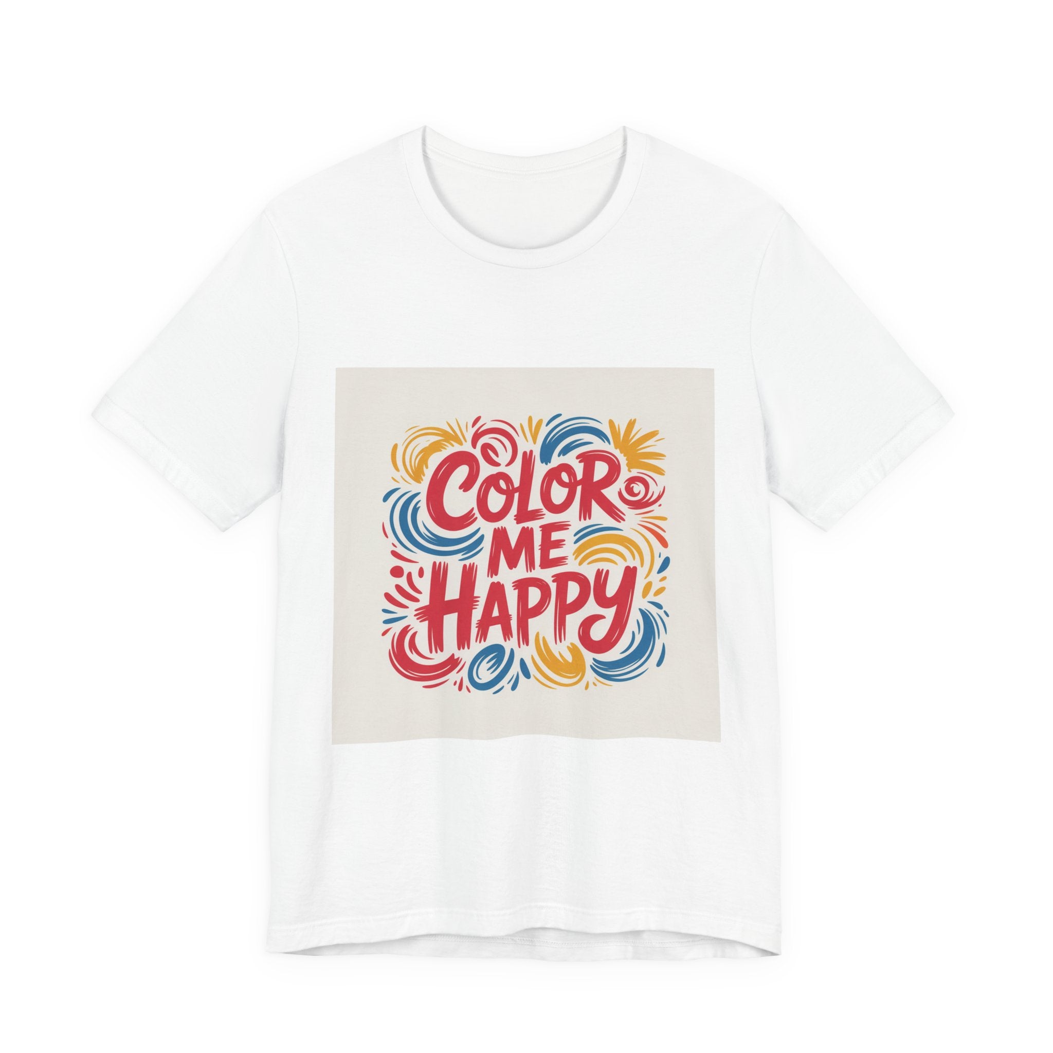 Color Me Happy Graphic Tee — Bright Swirl Typography T‑Shirt