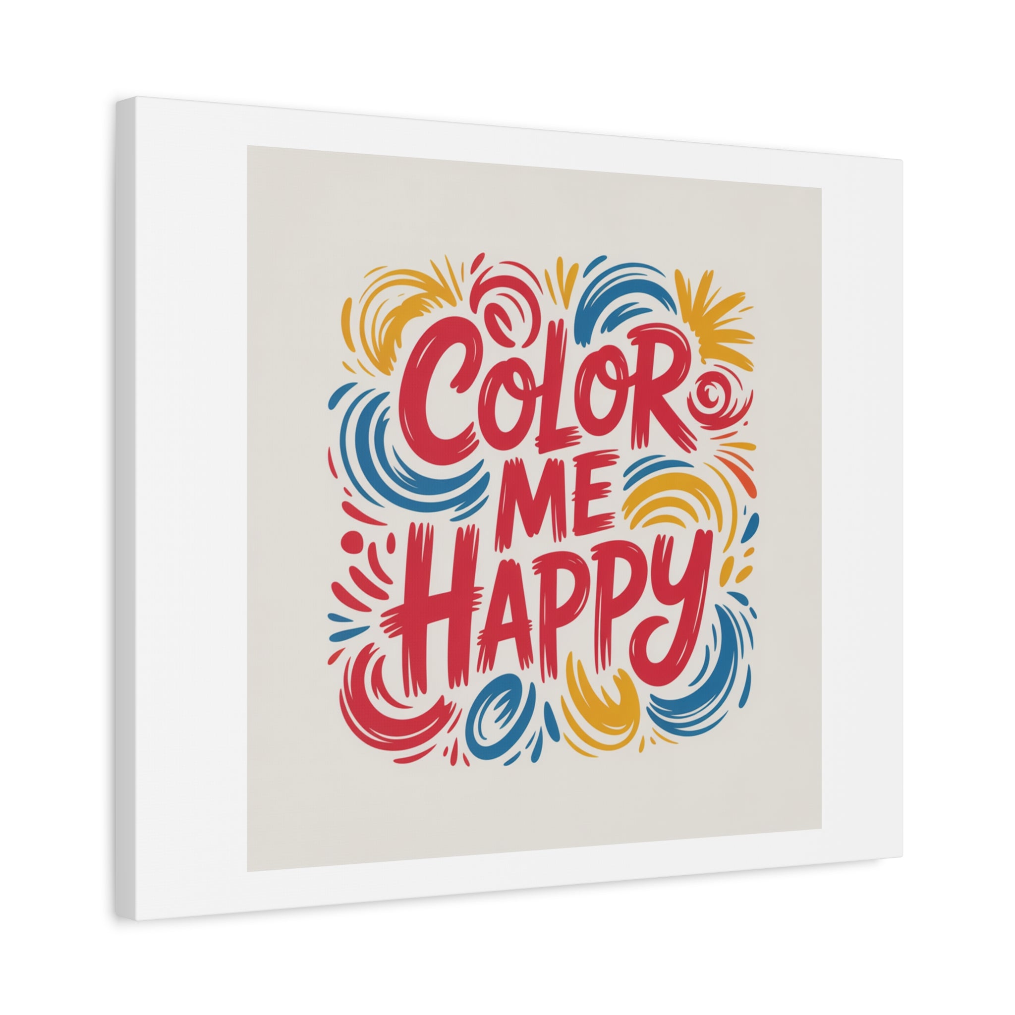 Color Me Happy Canvas Wall Art — Bright Hand-Lettered Inspirational Print