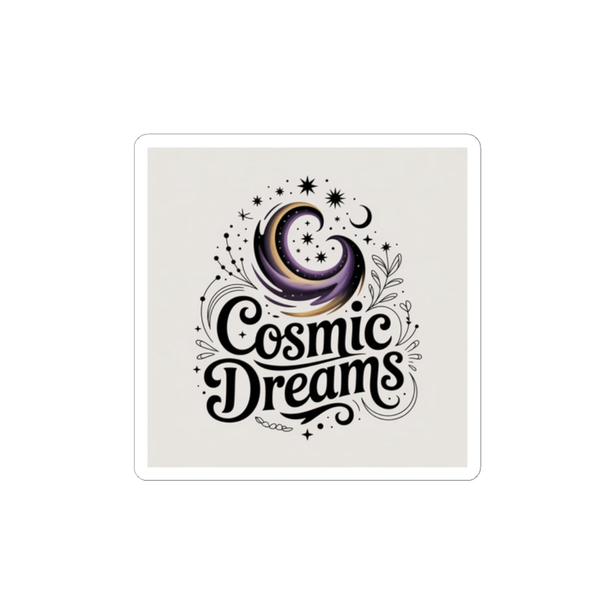 Cosmic Dreams Kiss-Cut Sticker — Moon & Stars Retro Space Decal