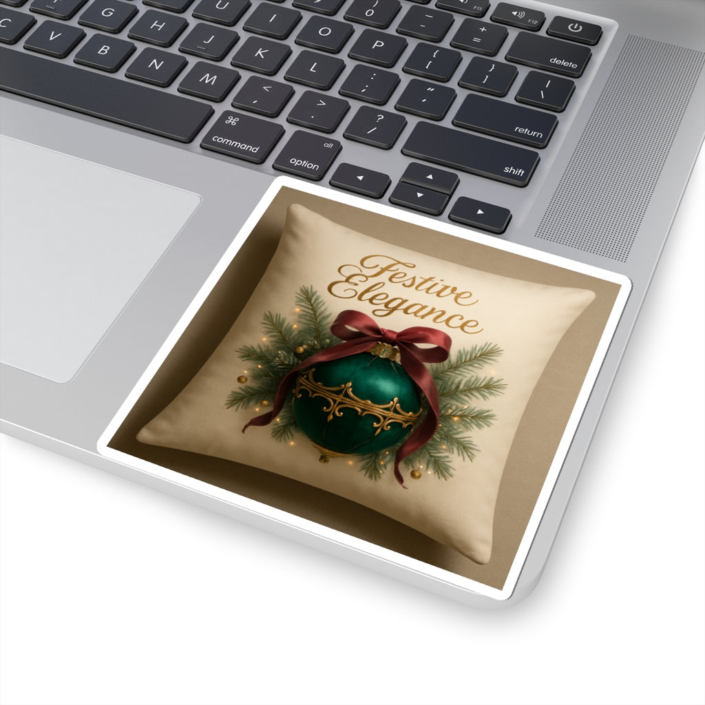 Festive Elegance Holiday Ornament Sticker — Kiss-Cut Christmas Decal