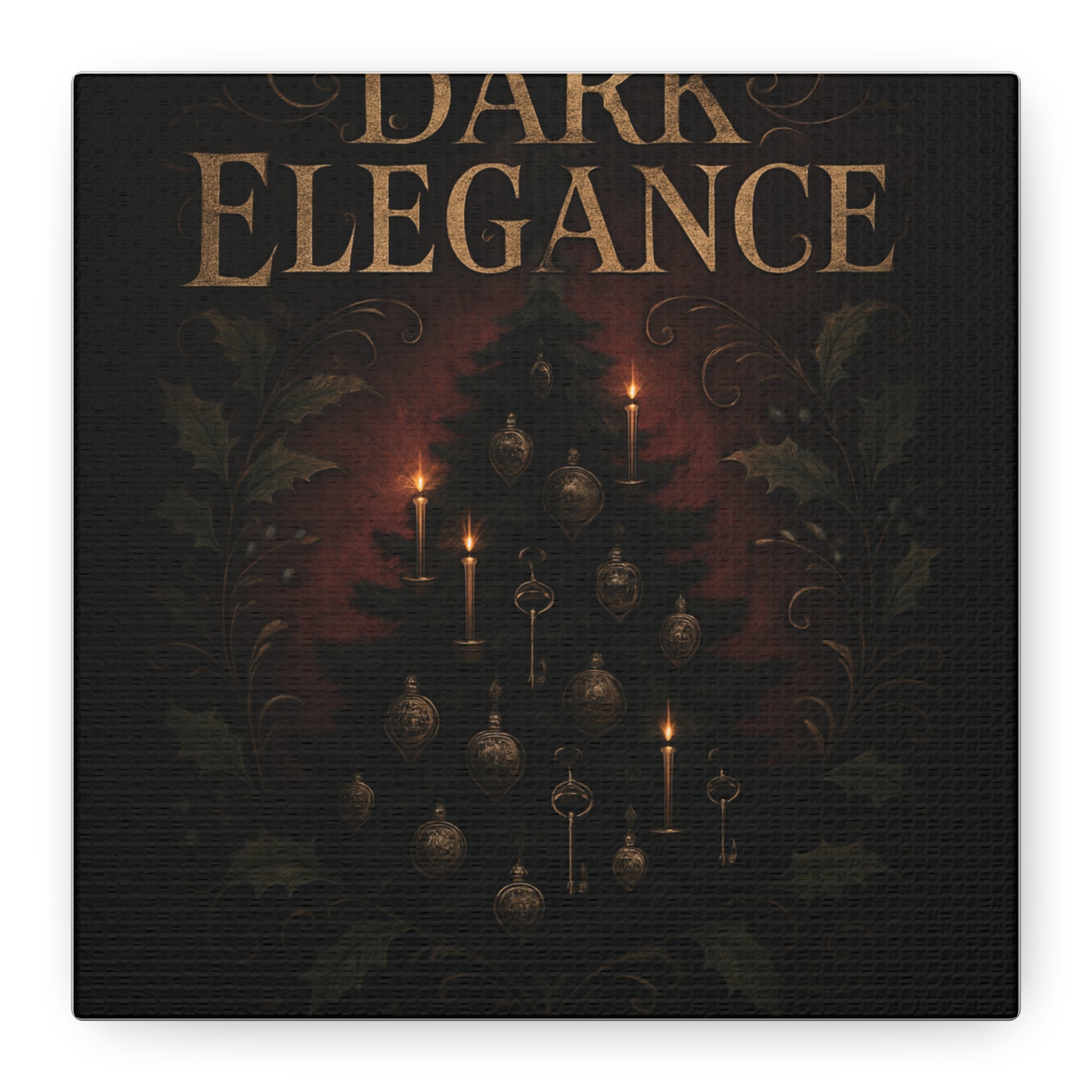 Elegance Christmas Canvas Wall Art — Vintage Candlelit Tree Matte Stretched Print