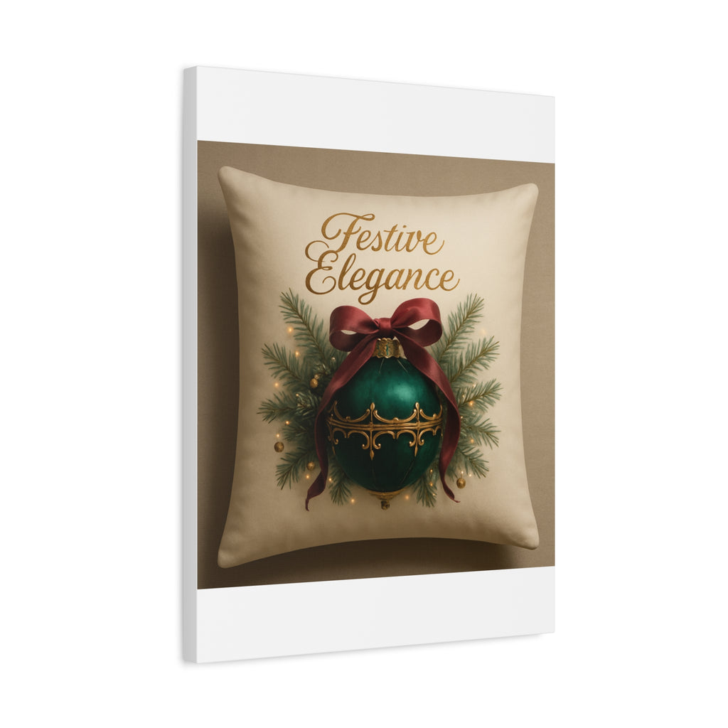 Festive Elegance Christmas Canvas Wall Art — Green Ornament Holiday Decor