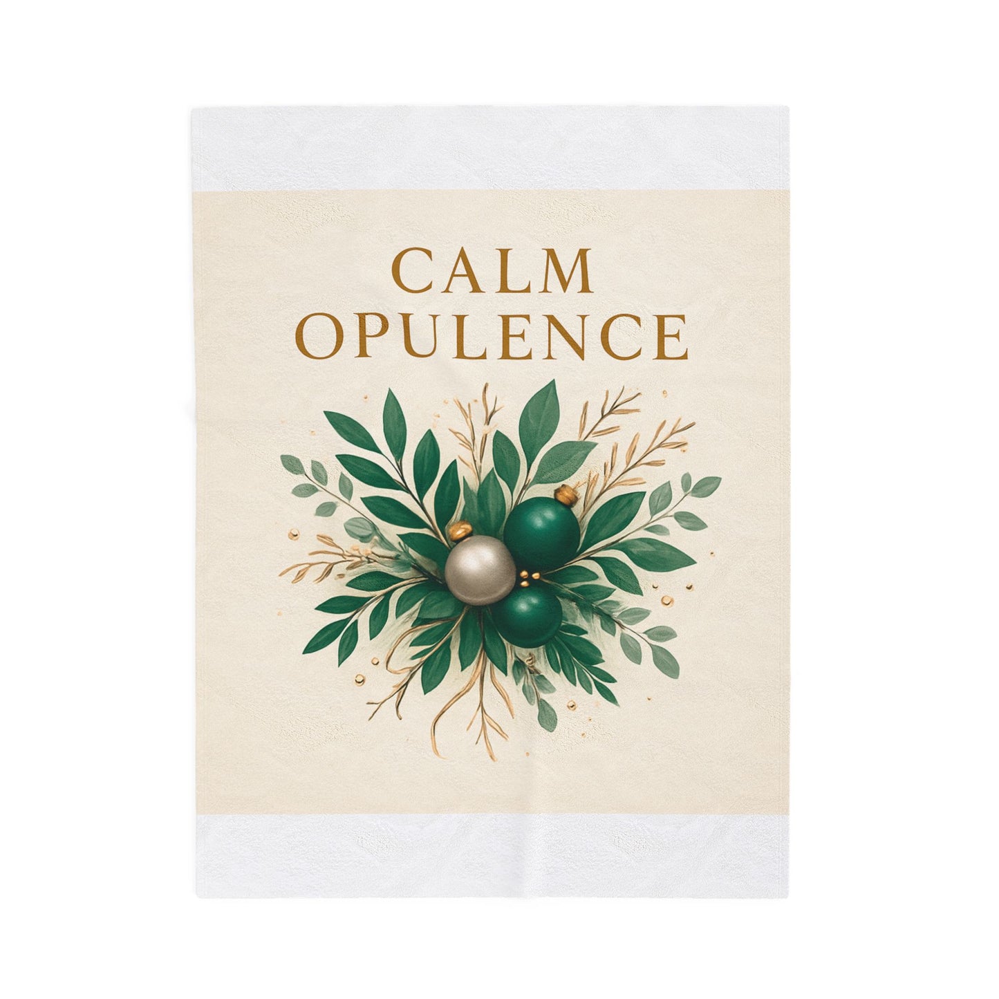 Velveteen Plush Blanket — "Calm Opulence" Green Botanical Holiday Throw