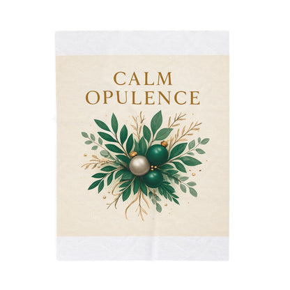 Velveteen Plush Blanket — "Calm Opulence" Green Botanical Holiday Throw