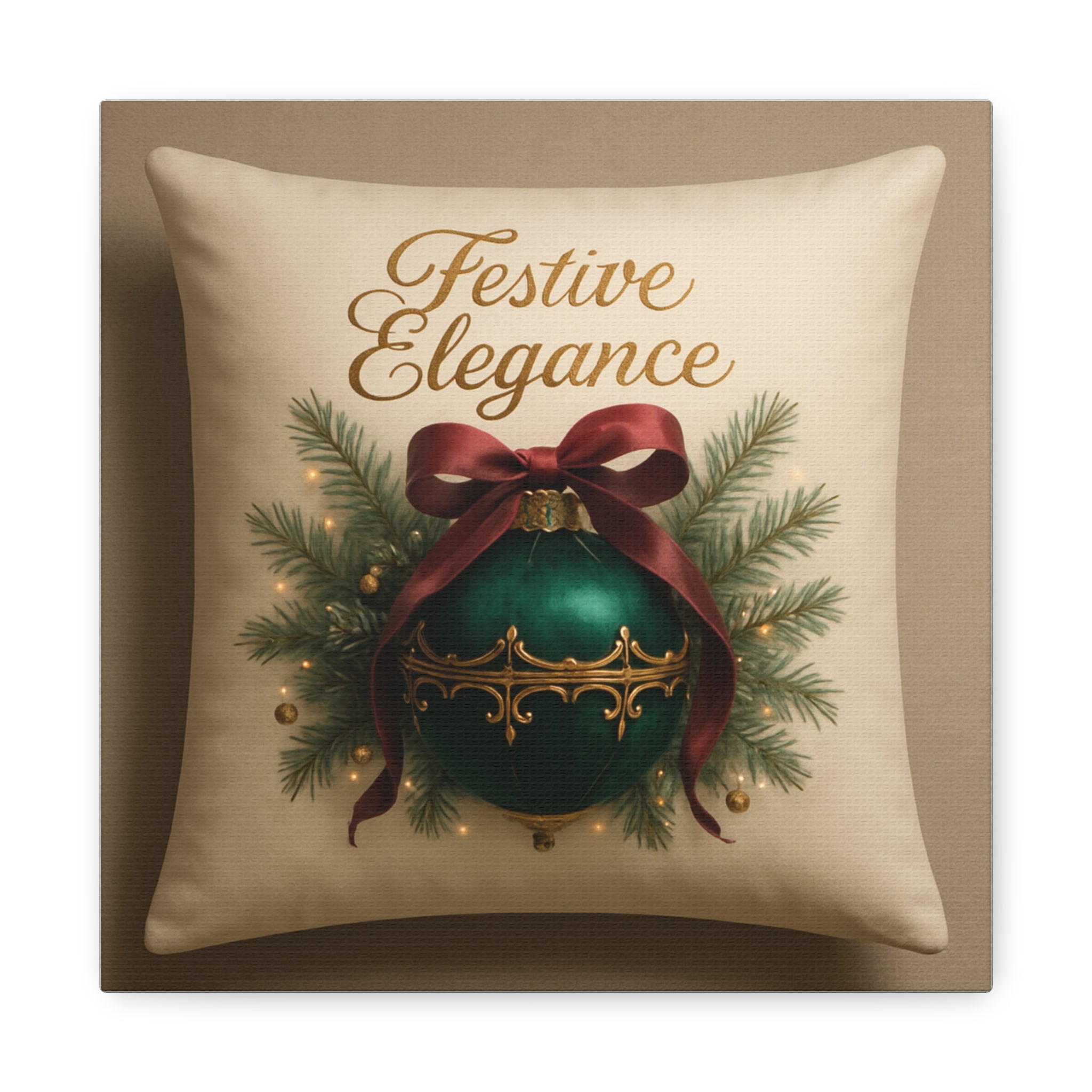 Festive Elegance Christmas Canvas Wall Art — Green Ornament Holiday Decor