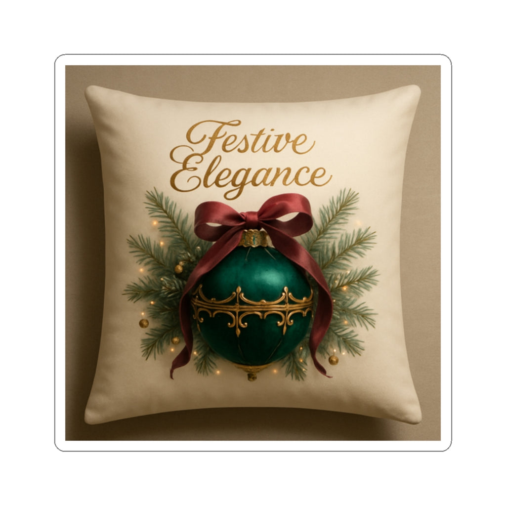 Festive Elegance Holiday Ornament Sticker — Kiss-Cut Christmas Decal