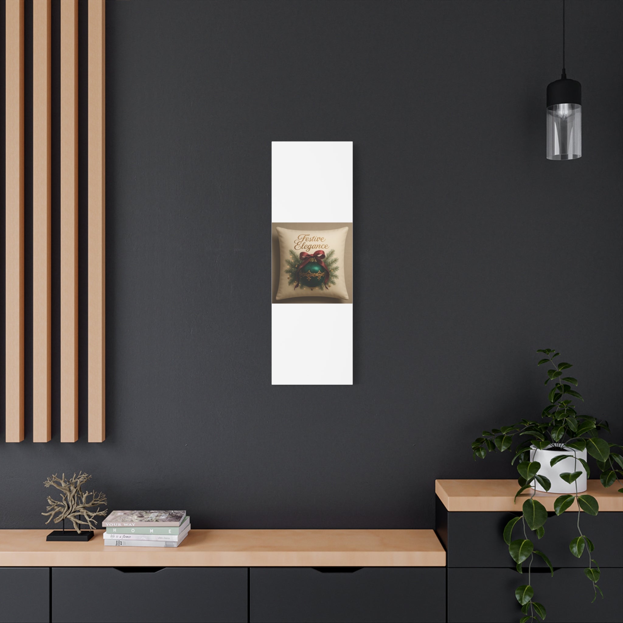 Festive Elegance Christmas Canvas Wall Art — Green Ornament Holiday Decor