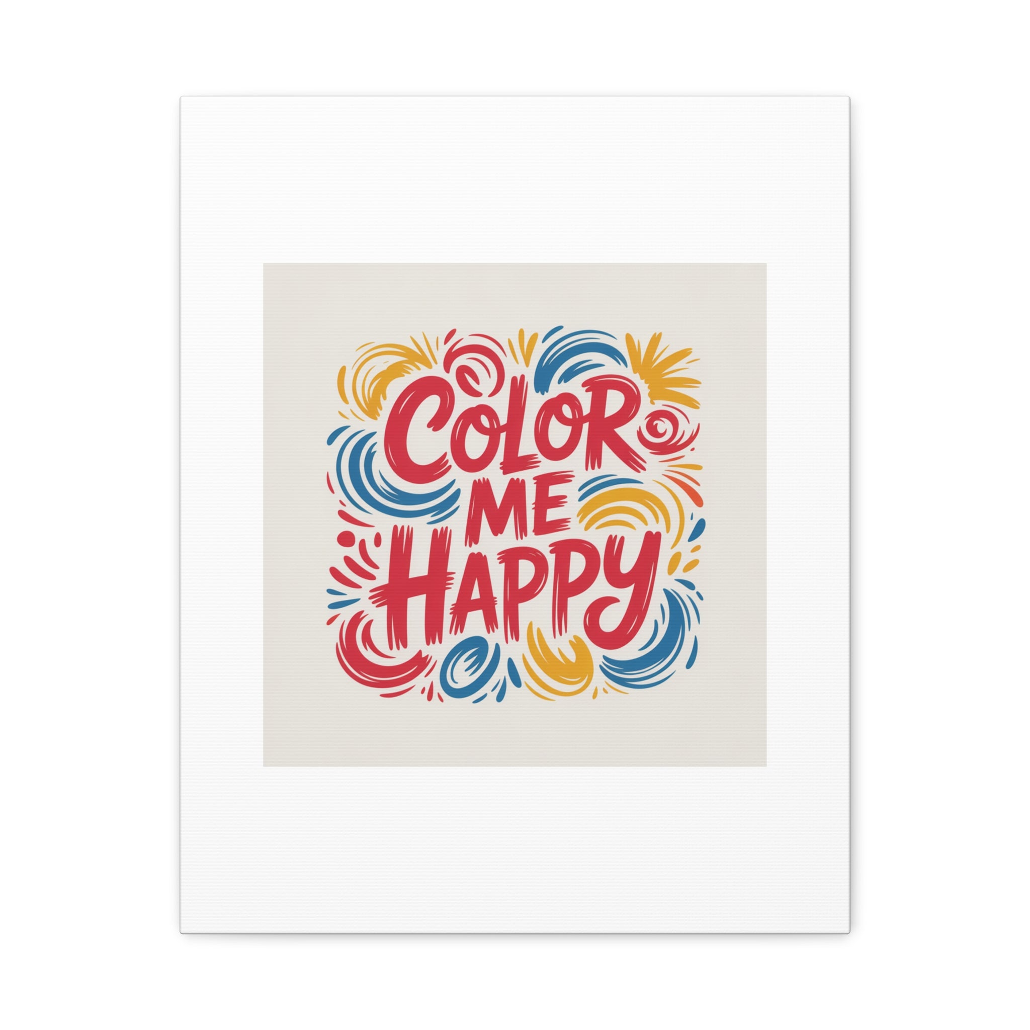 Color Me Happy Canvas Wall Art — Bright Hand-Lettered Inspirational Print