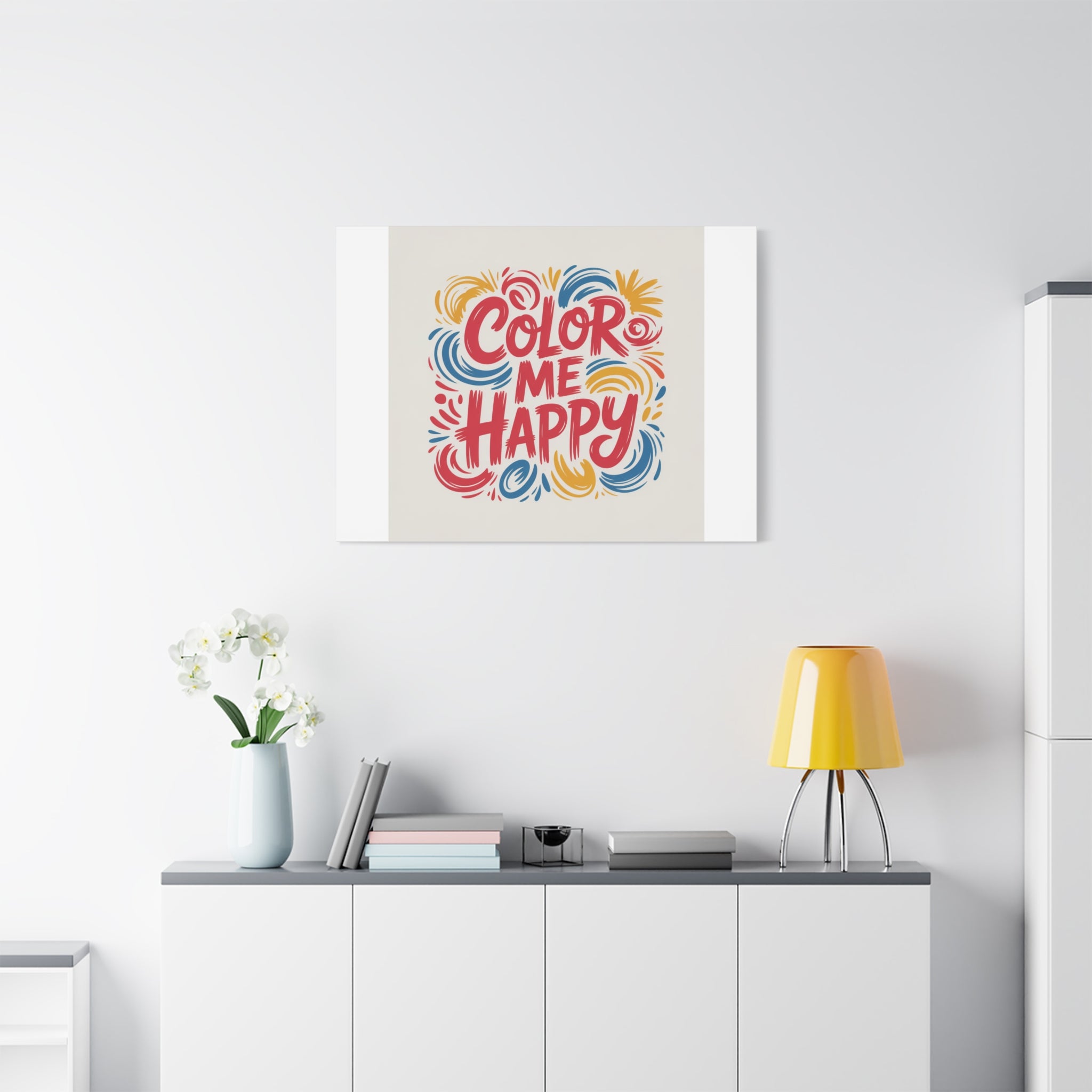 Color Me Happy Canvas Wall Art — Bright Hand-Lettered Inspirational Print