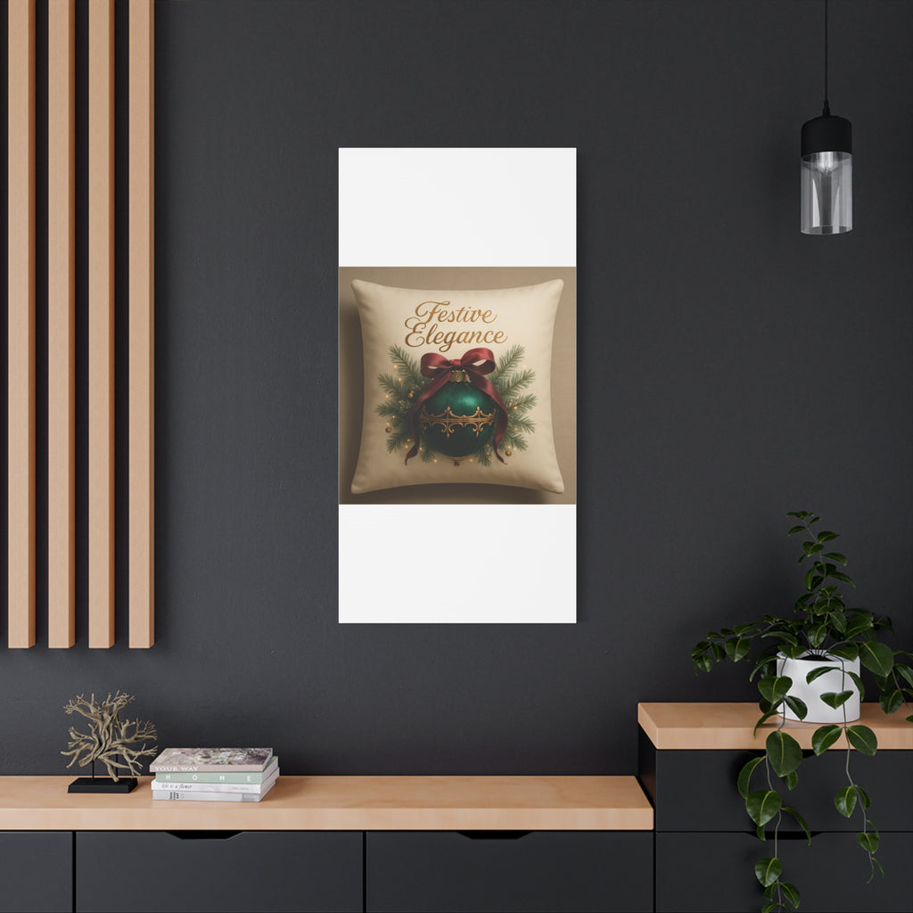 Festive Elegance Christmas Canvas Wall Art — Green Ornament Holiday Decor