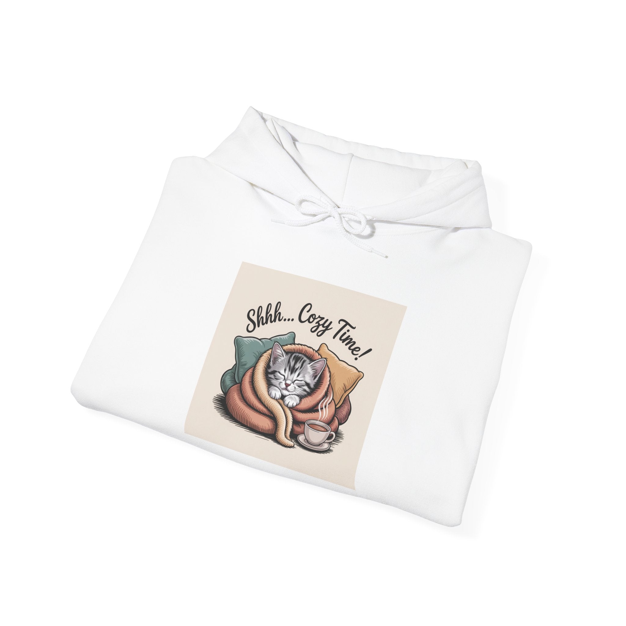 Cat Nap Hoodie – "Shh... Cozy Time!" Cute Sleeping Cat Graphic Sweatshirt