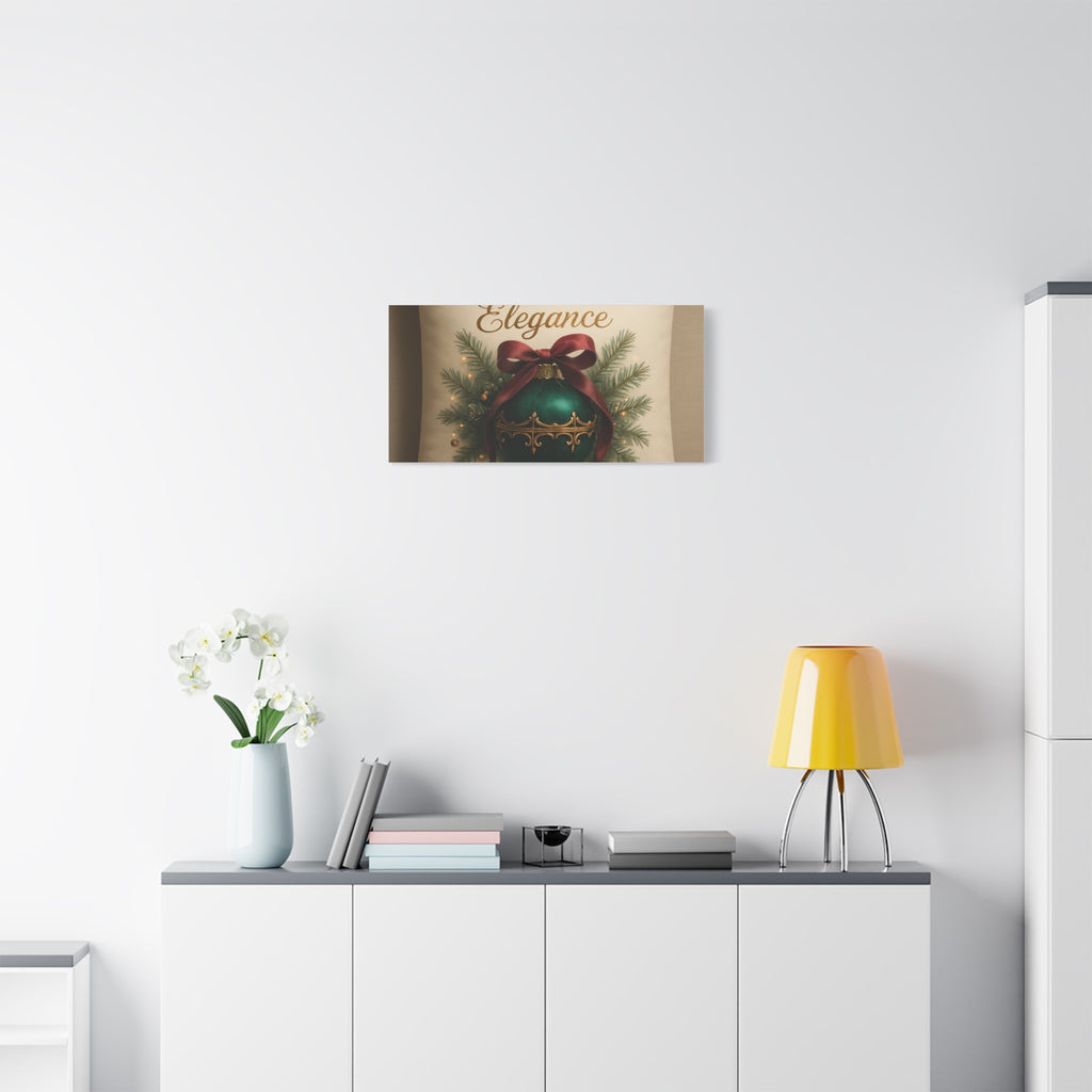 Festive Elegance Christmas Canvas Wall Art — Green Ornament Holiday Decor