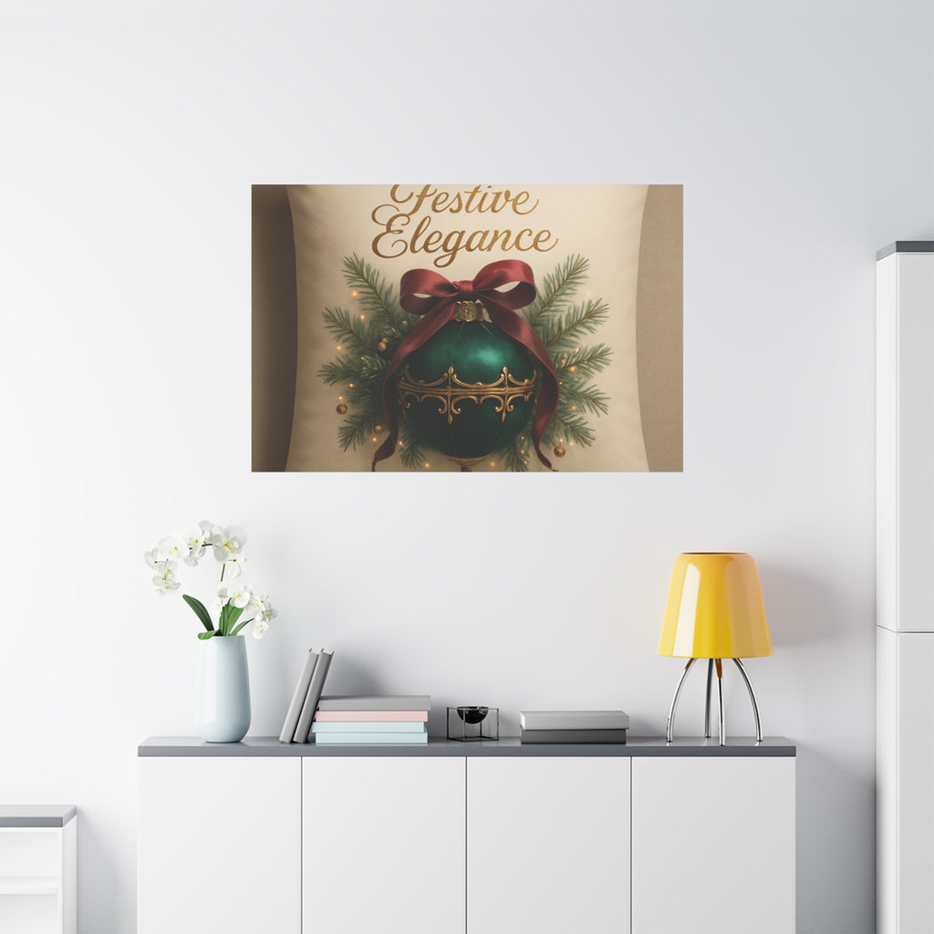 Festive Elegance Christmas Canvas Wall Art — Green Ornament Holiday Decor