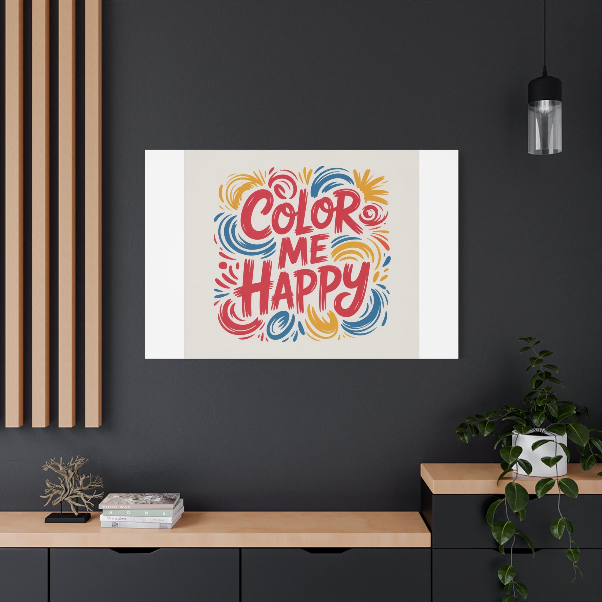 Color Me Happy Canvas Wall Art — Bright Hand-Lettered Inspirational Print