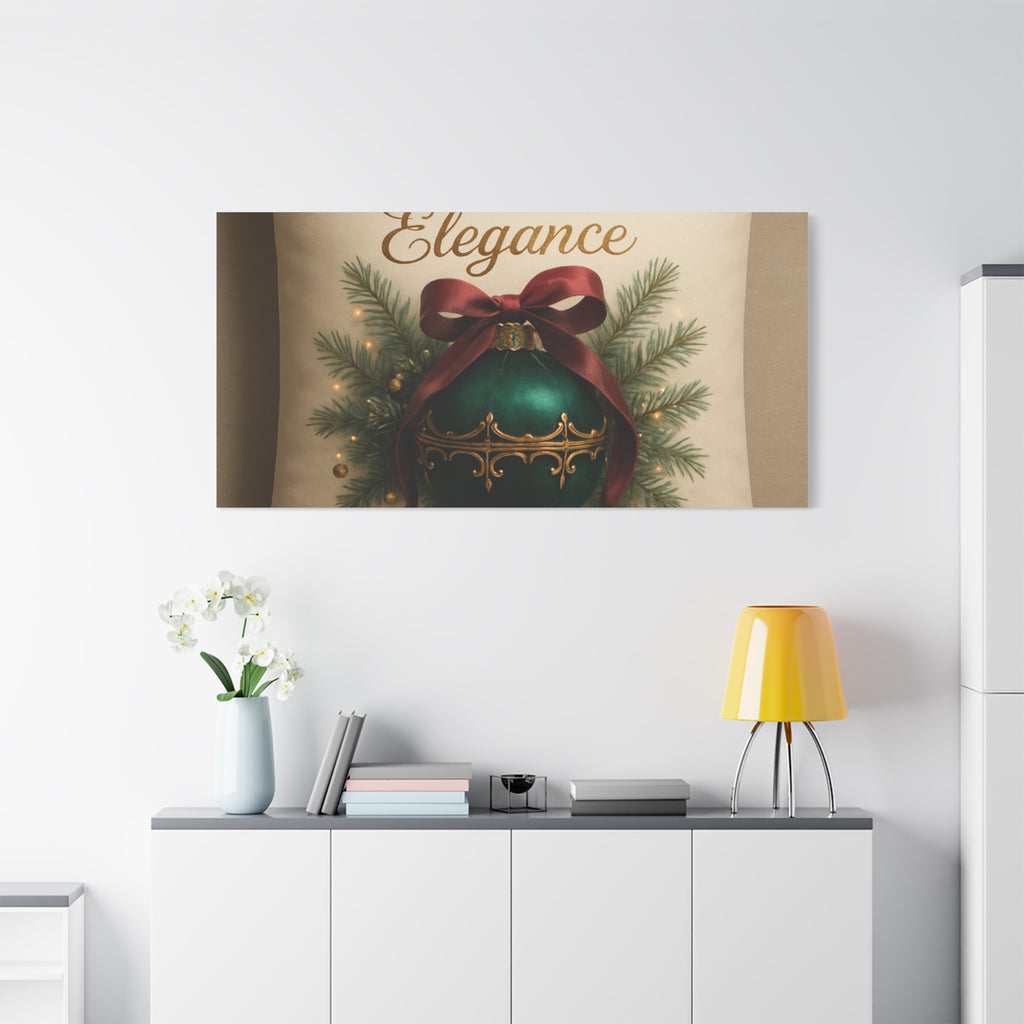 Festive Elegance Christmas Canvas Wall Art — Green Ornament Holiday Decor