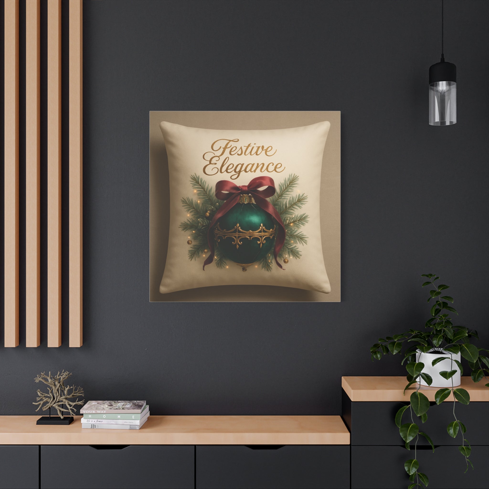 Festive Elegance Christmas Canvas Wall Art — Green Ornament Holiday Decor