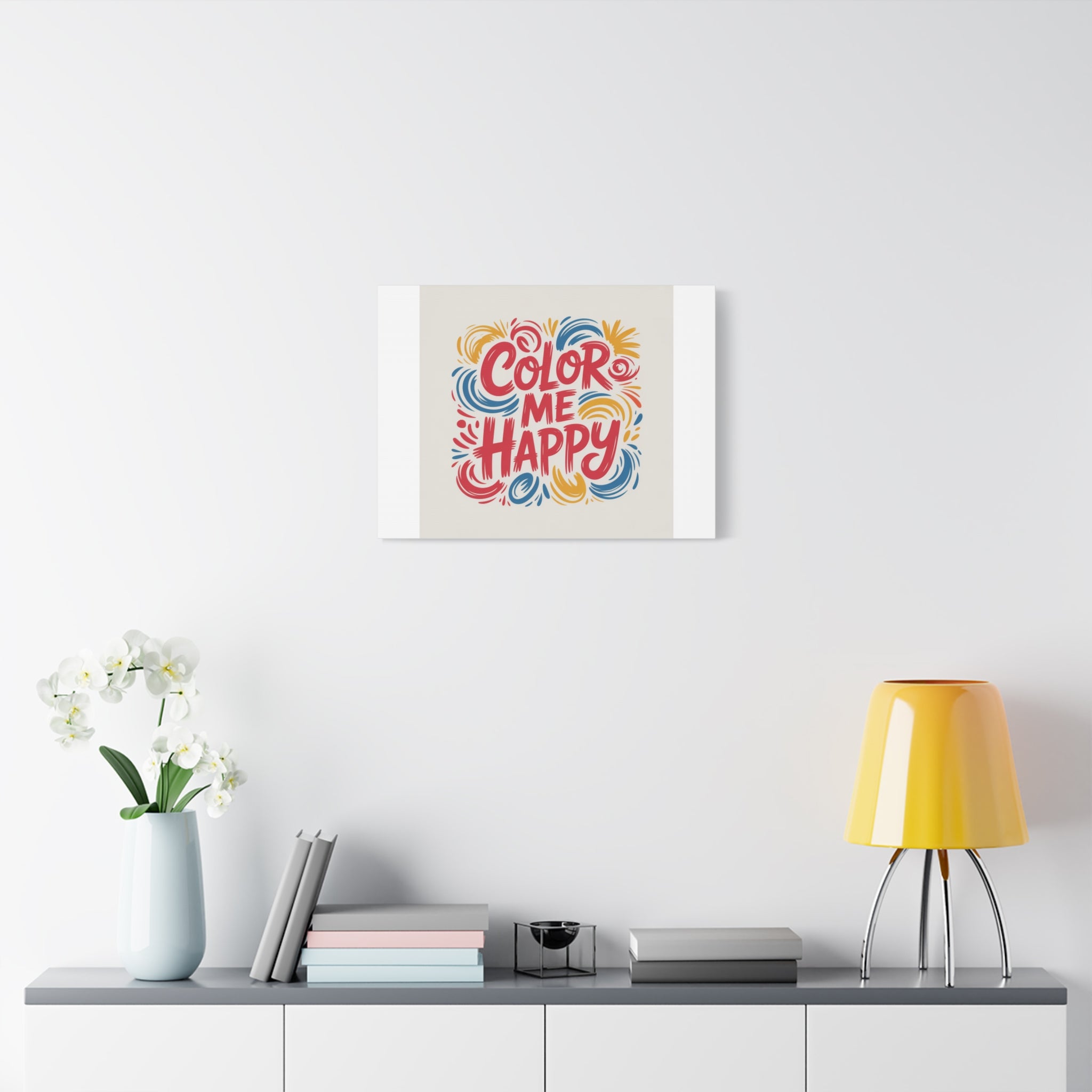 Color Me Happy Canvas Wall Art — Bright Hand-Lettered Inspirational Print
