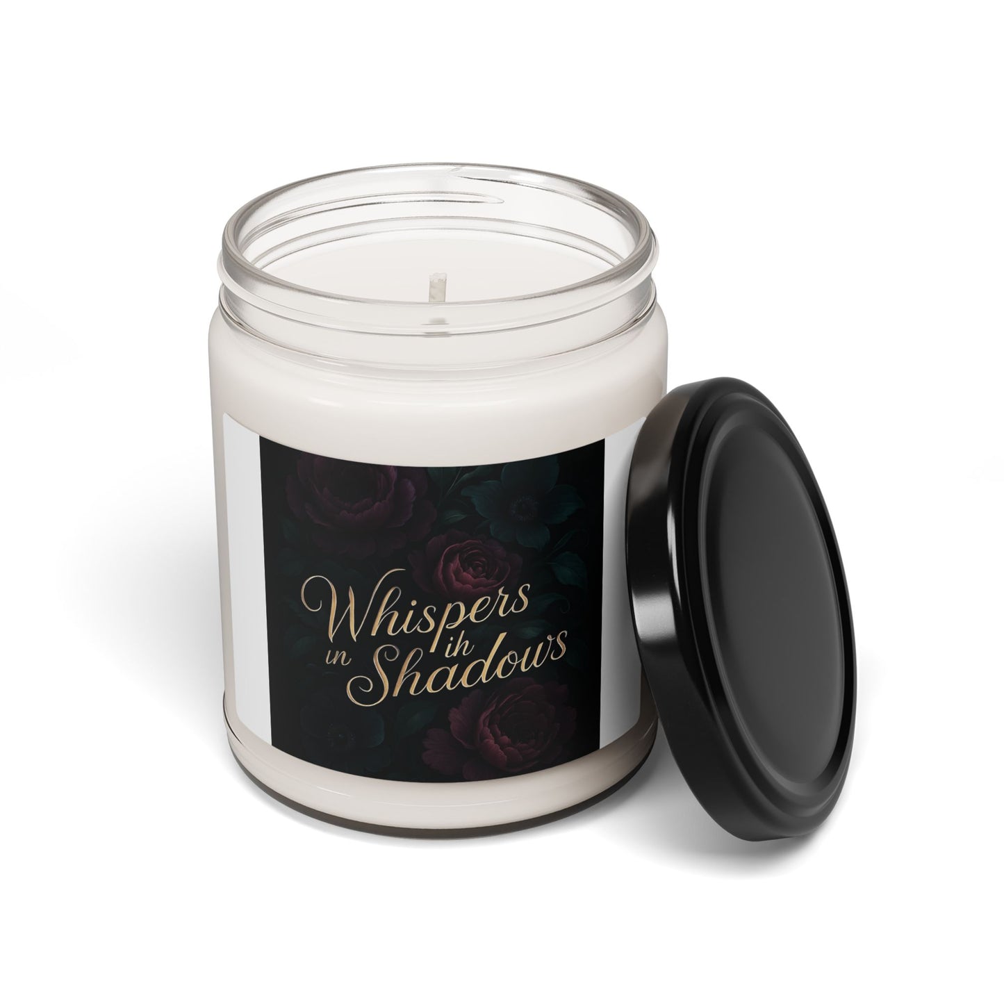 Whispers in Shadows 9oz Scented Soy Candle — Dark Floral Aromatherapy Jar