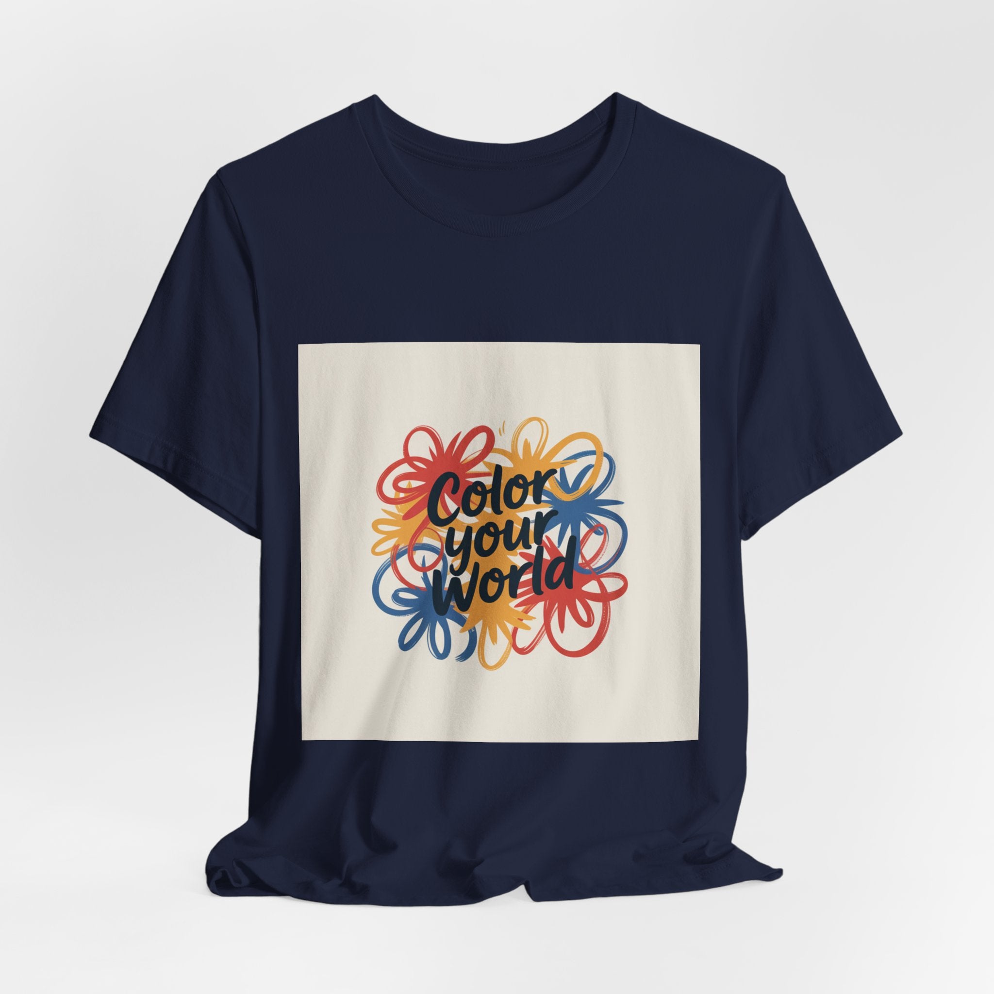 Color Your World Floral Graphic Tee — Positive Inspirational Short Sleeve Shirt