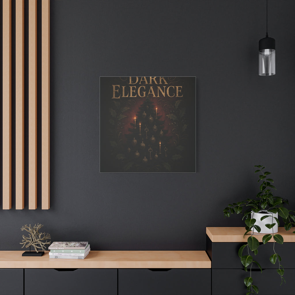 Elegance Christmas Canvas Wall Art — Vintage Candlelit Tree Matte Stretched Print