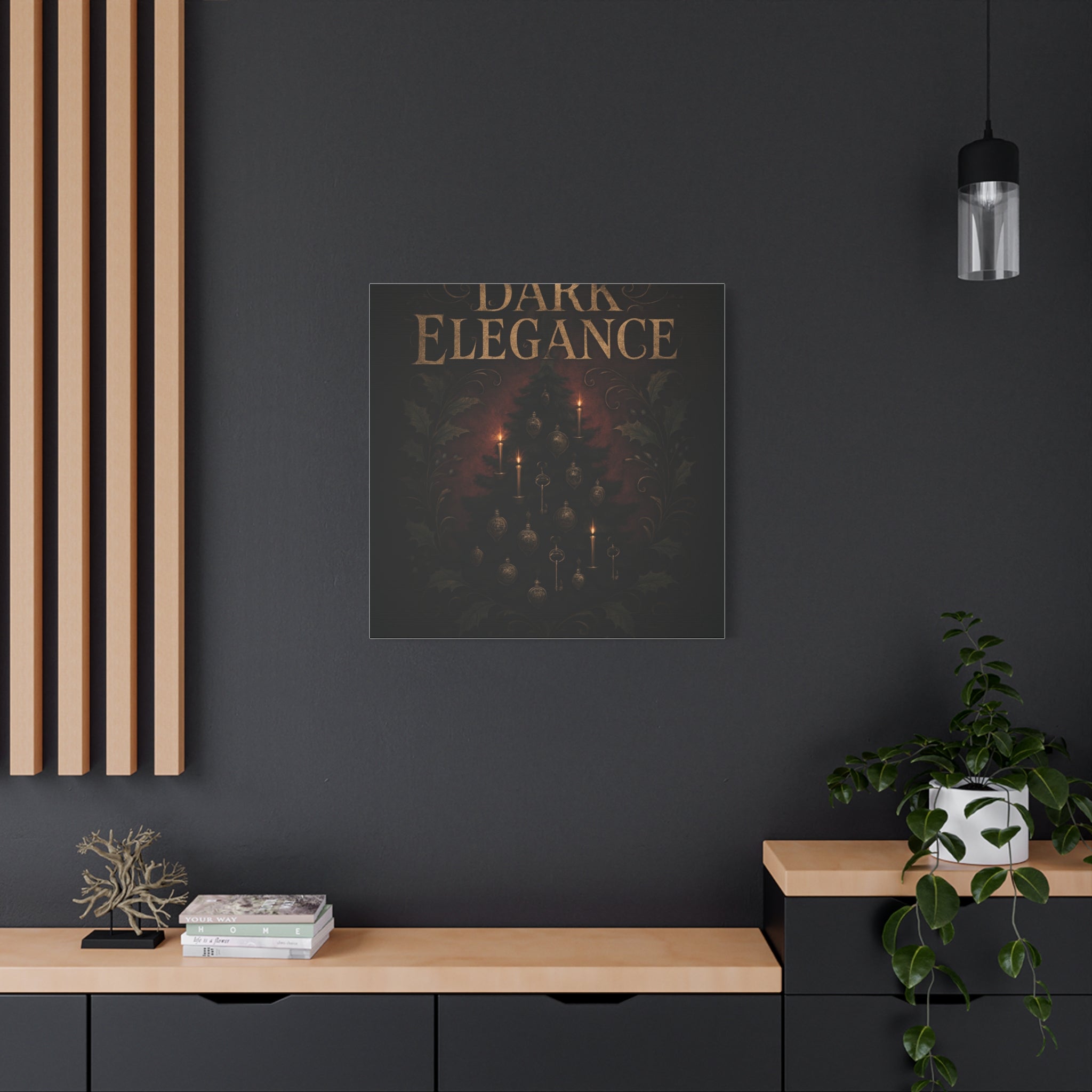 Elegance Christmas Canvas Wall Art — Vintage Candlelit Tree Matte Stretched Print
