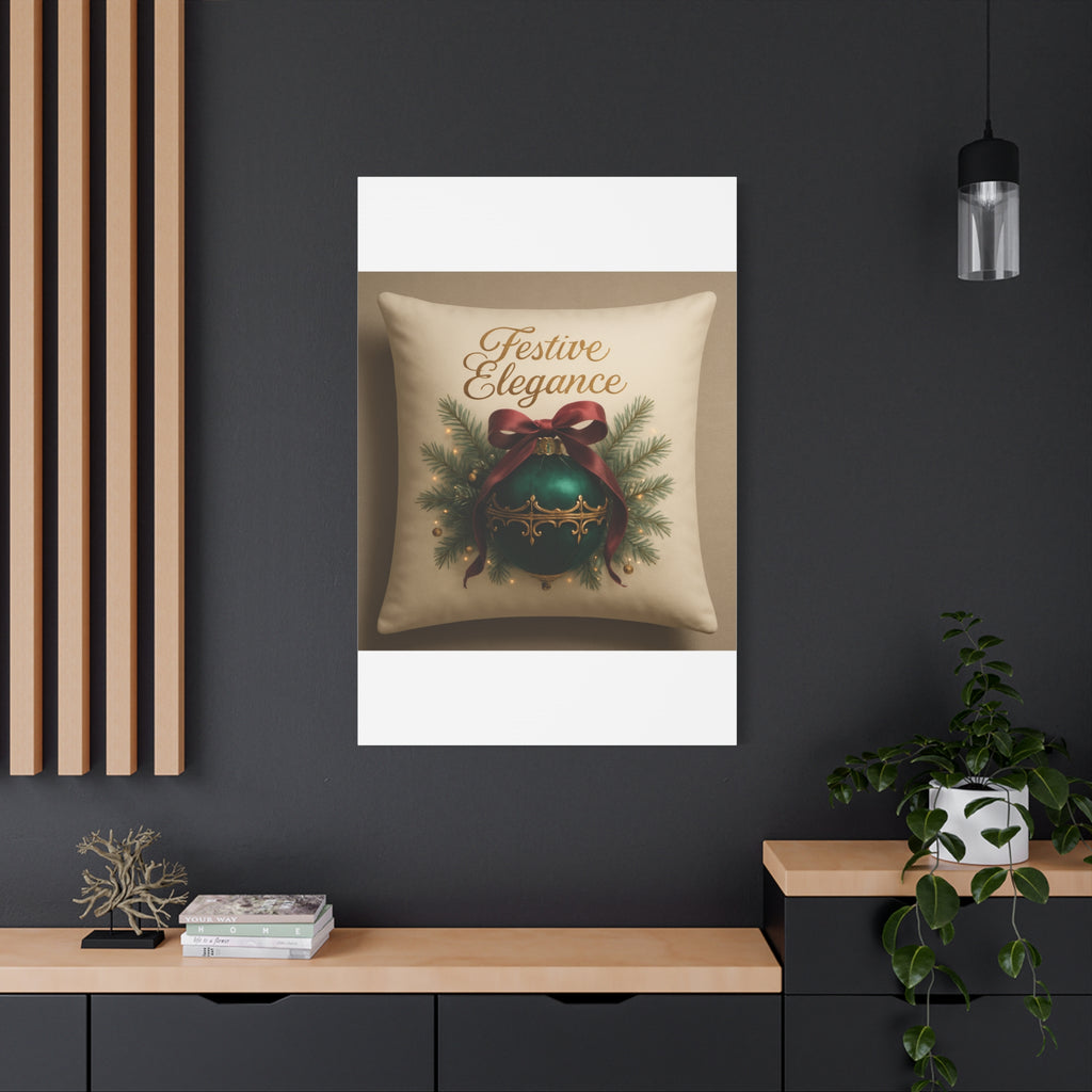 Festive Elegance Christmas Canvas Wall Art — Green Ornament Holiday Decor