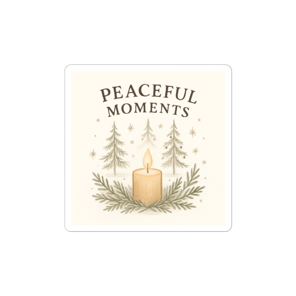Peaceful Moments Candle Sticker — Cozy Winter Nature Kiss-Cut Sticker