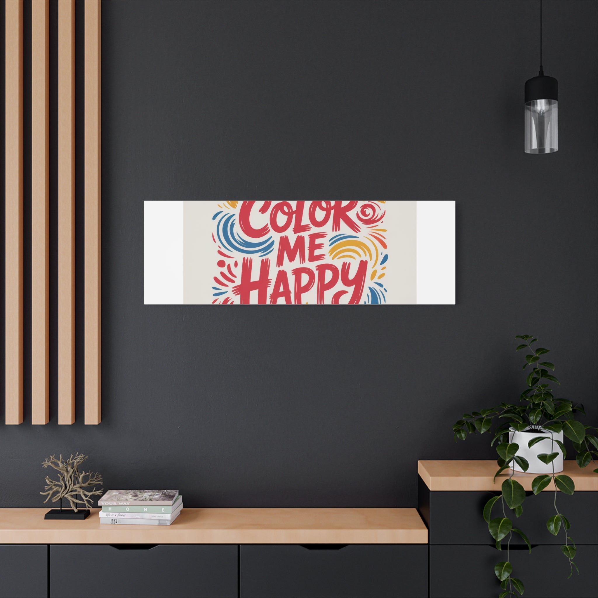 Color Me Happy Canvas Wall Art — Bright Hand-Lettered Inspirational Print