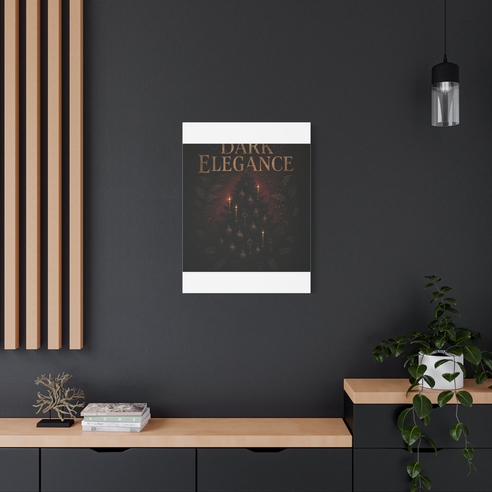 Elegance Christmas Canvas Wall Art — Vintage Candlelit Tree Matte Stretched Print