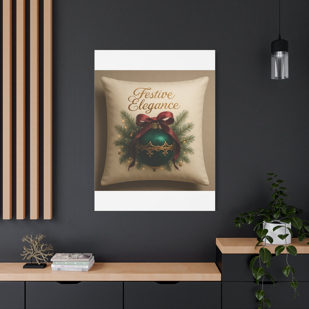 Festive Elegance Christmas Canvas Wall Art — Green Ornament Holiday Decor