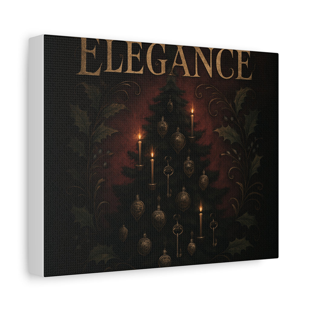 Elegance Christmas Canvas Wall Art — Vintage Candlelit Tree Matte Stretched Print
