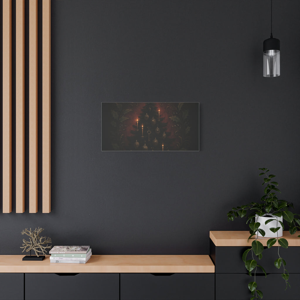 Elegance Christmas Canvas Wall Art — Vintage Candlelit Tree Matte Stretched Print