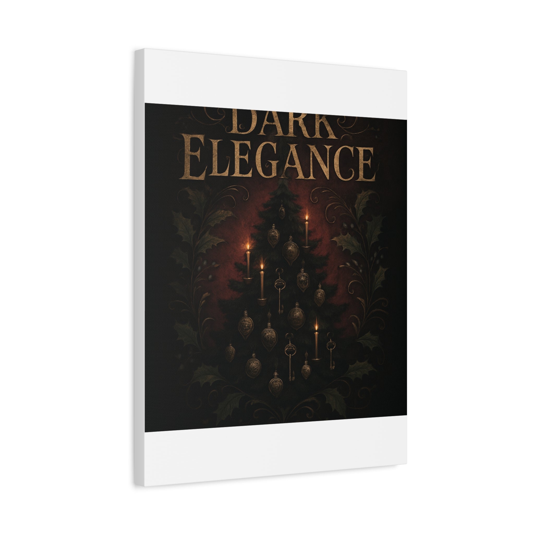 Elegance Christmas Canvas Wall Art — Vintage Candlelit Tree Matte Stretched Print