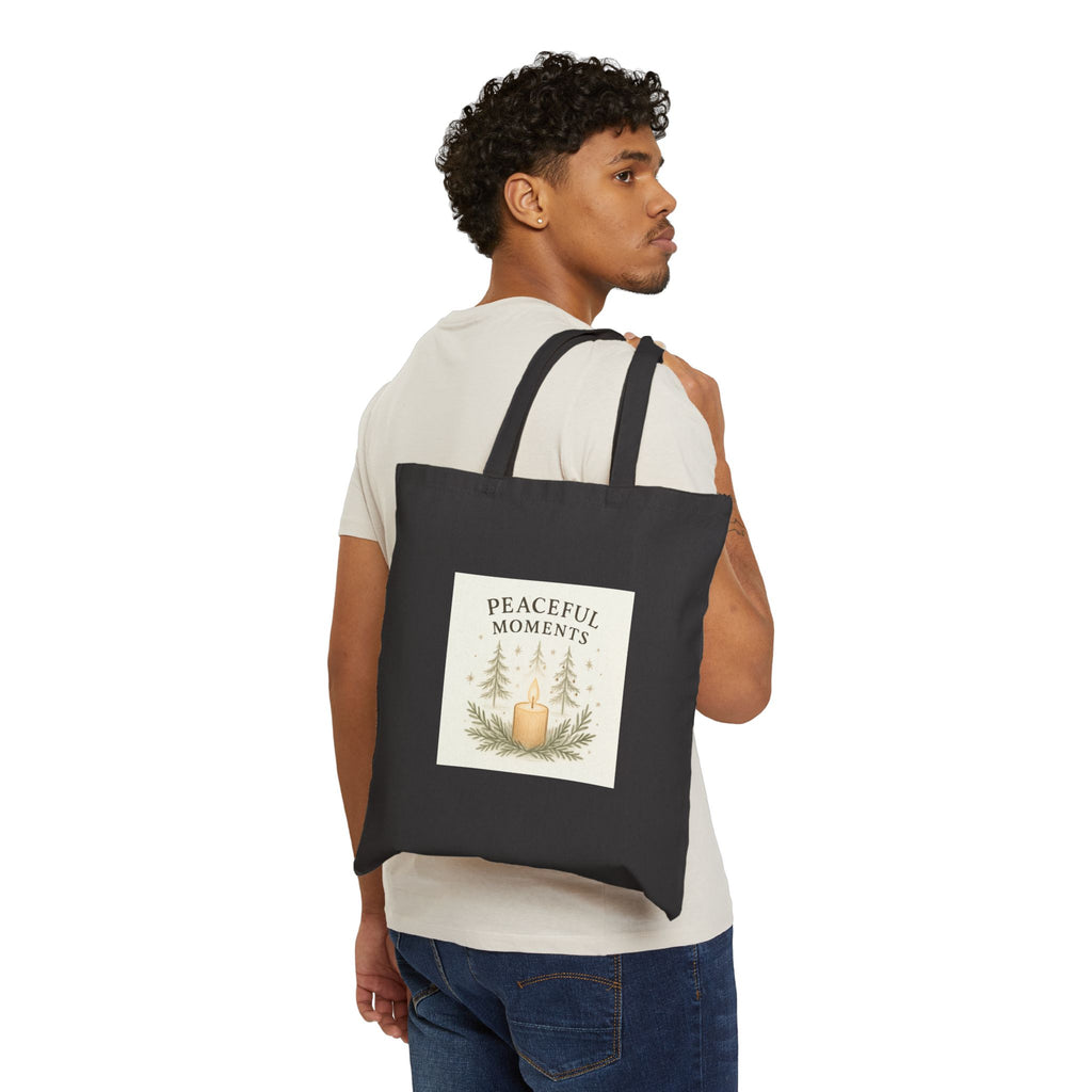 Canvas Tote Bag — Peaceful Moments Candle & Pine Design