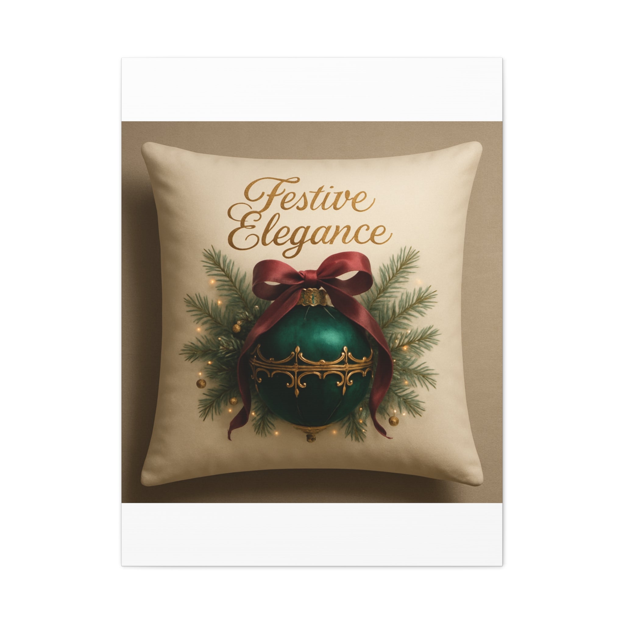 Festive Elegance Christmas Canvas Wall Art — Green Ornament Holiday Decor