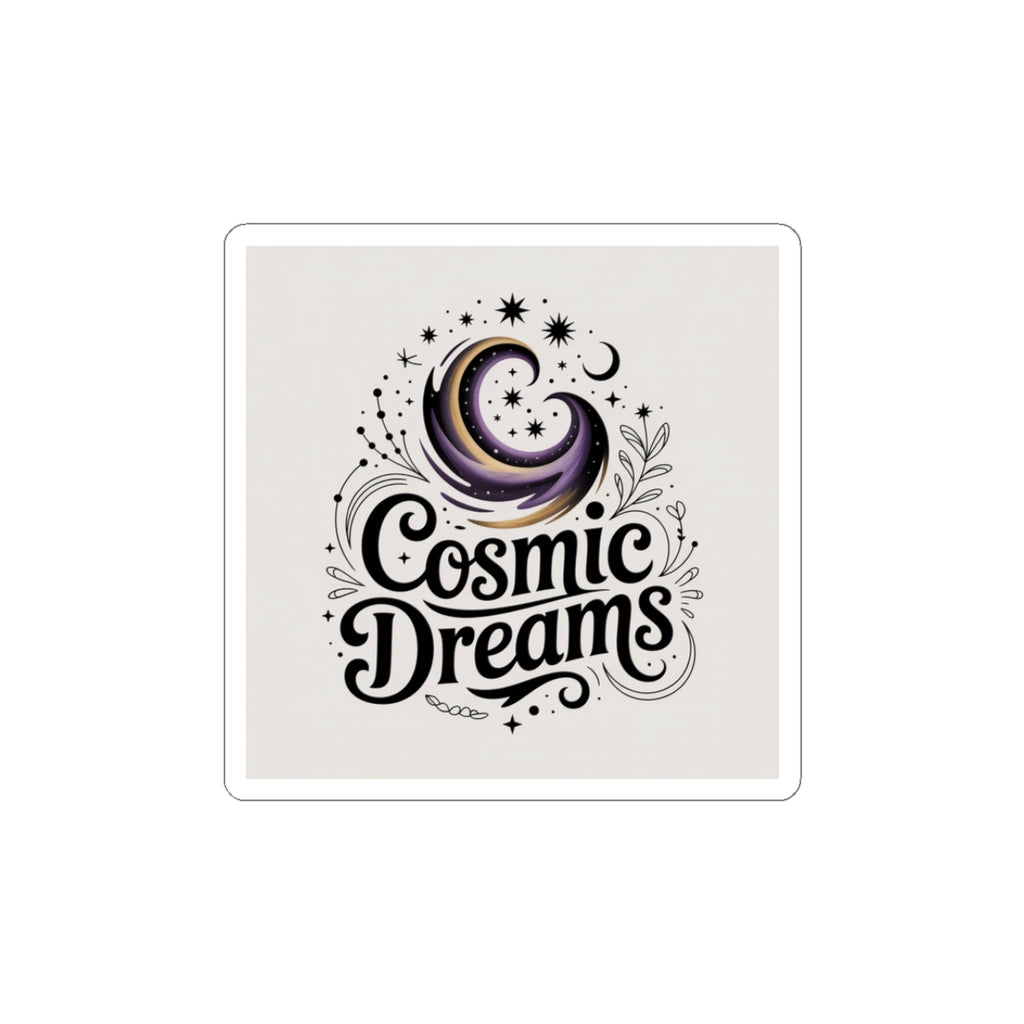 Cosmic Dreams Kiss-Cut Sticker — Moon & Stars Retro Space Decal