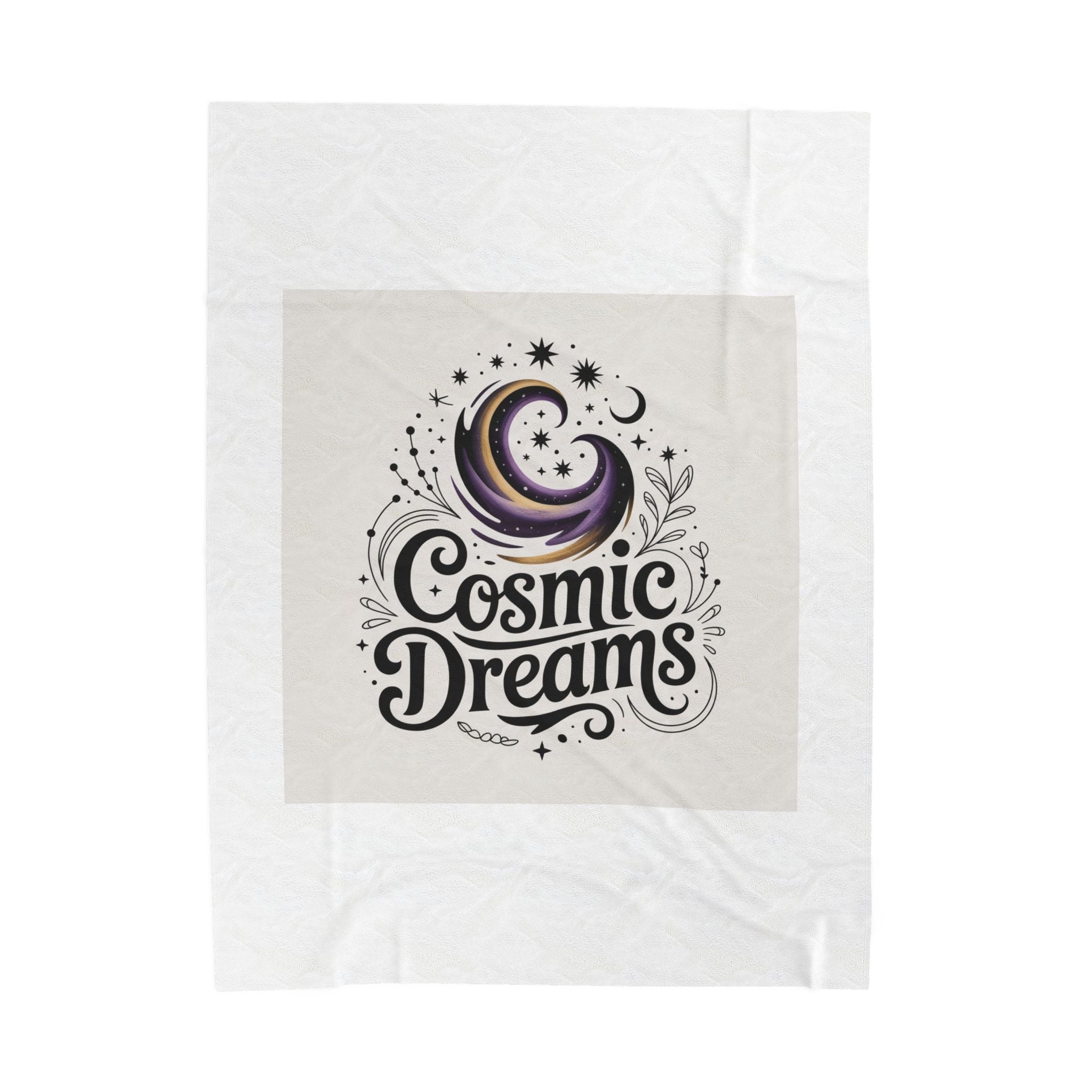 Cosmic Dreams Velveteen Plush Blanket — Soft Celestial Moon & Stars Throw
