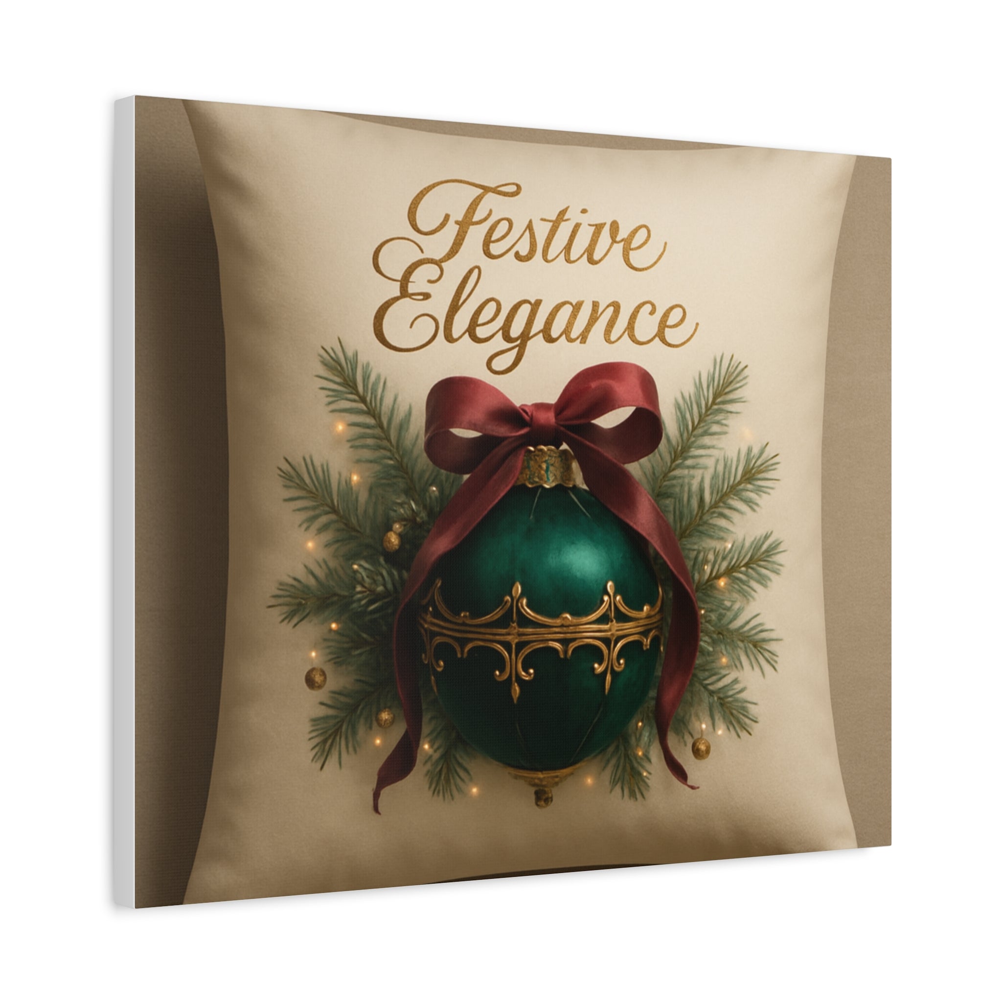 Festive Elegance Christmas Canvas Wall Art — Green Ornament Holiday Decor