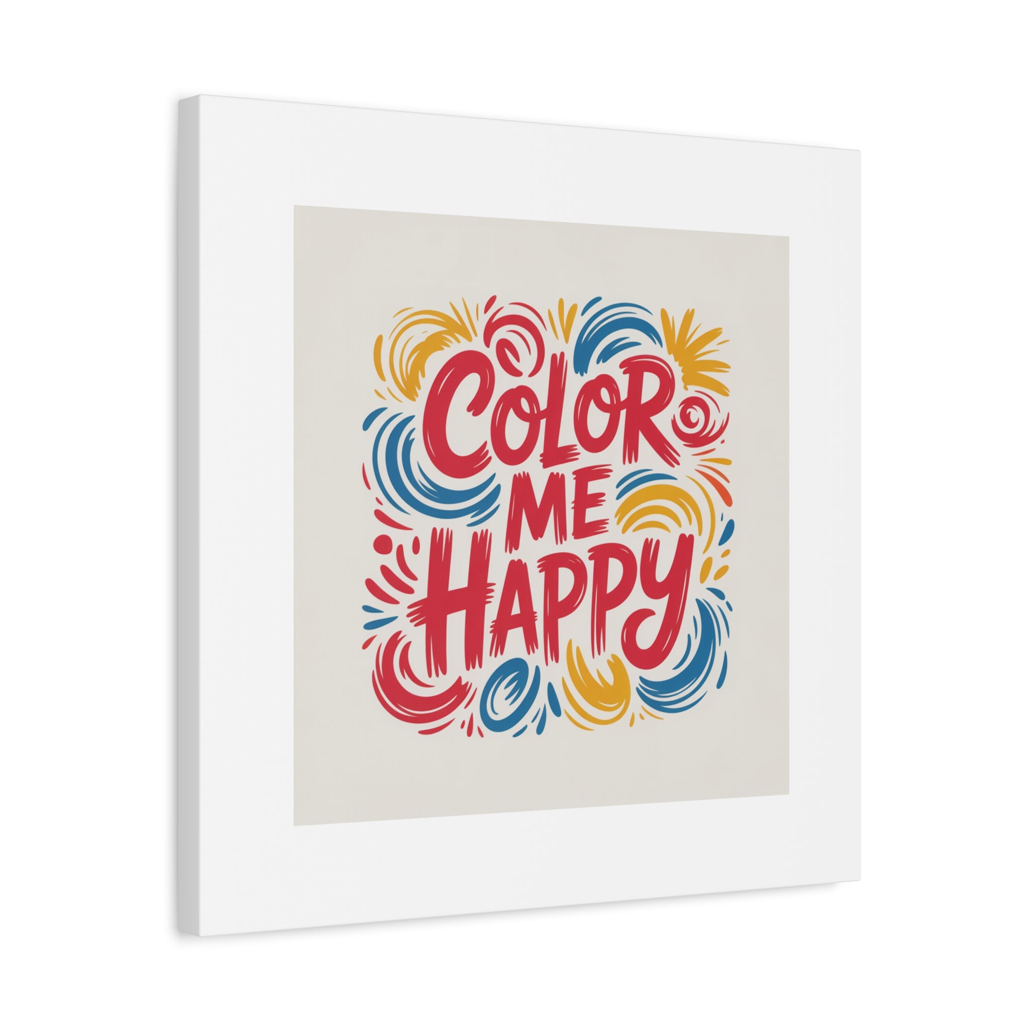 Color Me Happy Canvas Wall Art — Bright Hand-Lettered Inspirational Print