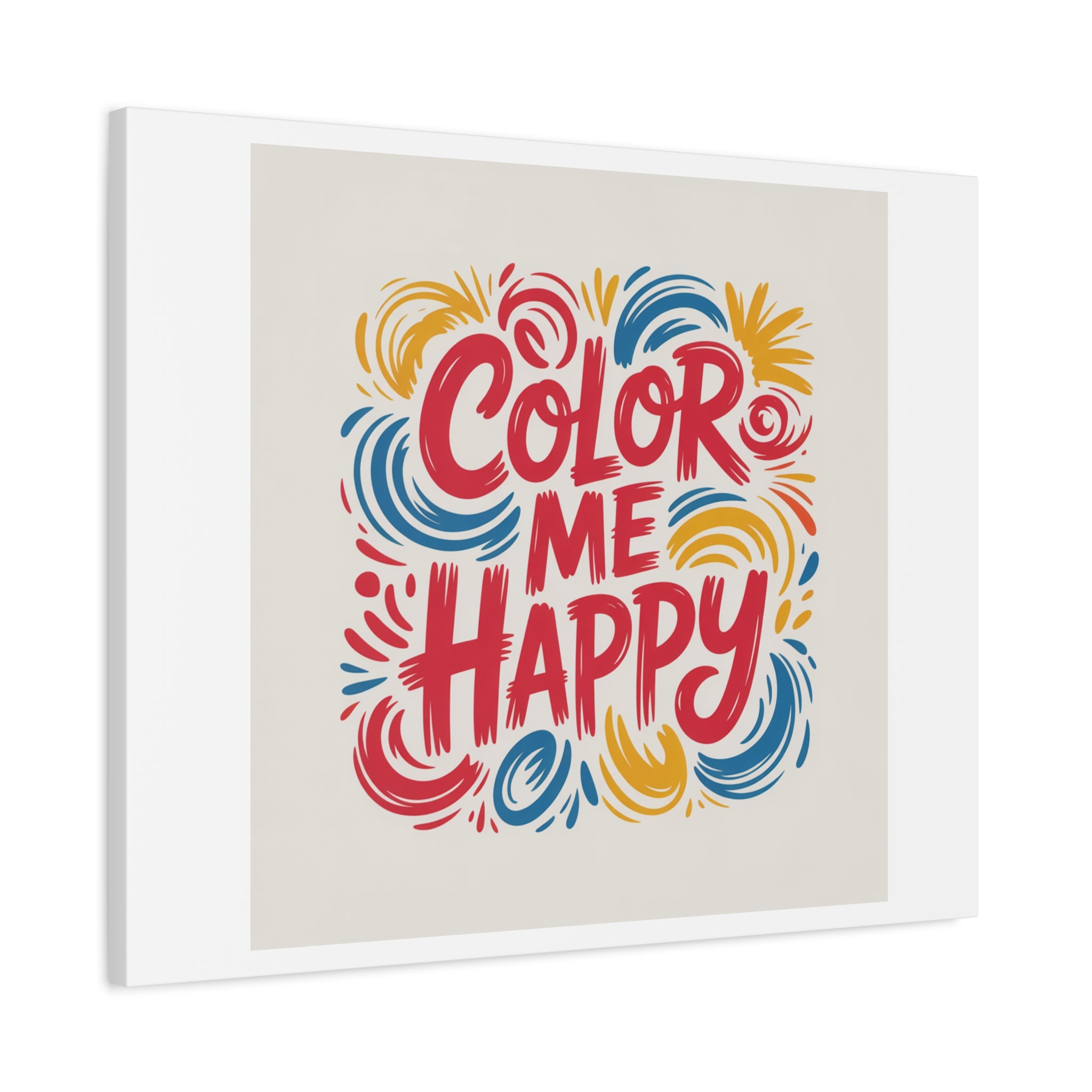 Color Me Happy Canvas Wall Art — Bright Hand-Lettered Inspirational Print