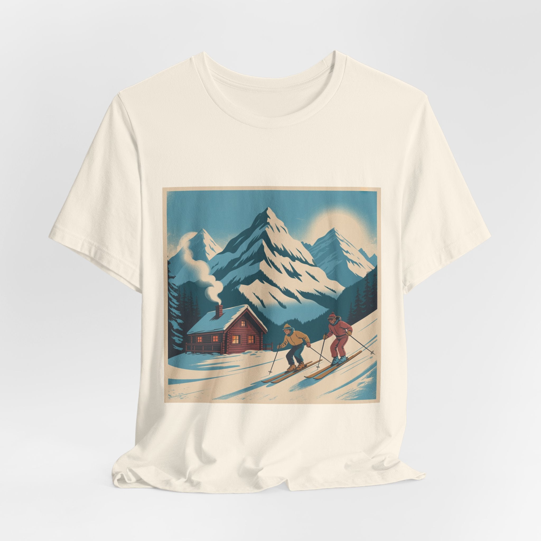 Ski Lodge Vintage Graphic Tee — Retro Mountain Skiers Shirt