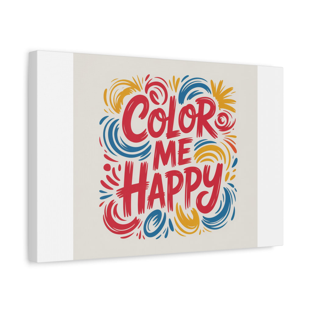 Color Me Happy Canvas Wall Art — Bright Hand-Lettered Inspirational Print
