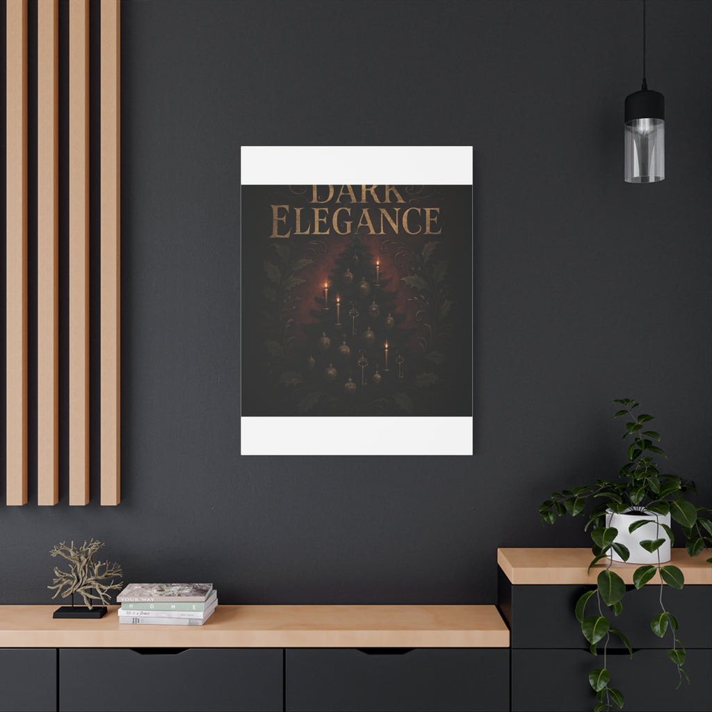 Elegance Christmas Canvas Wall Art — Vintage Candlelit Tree Matte Stretched Print