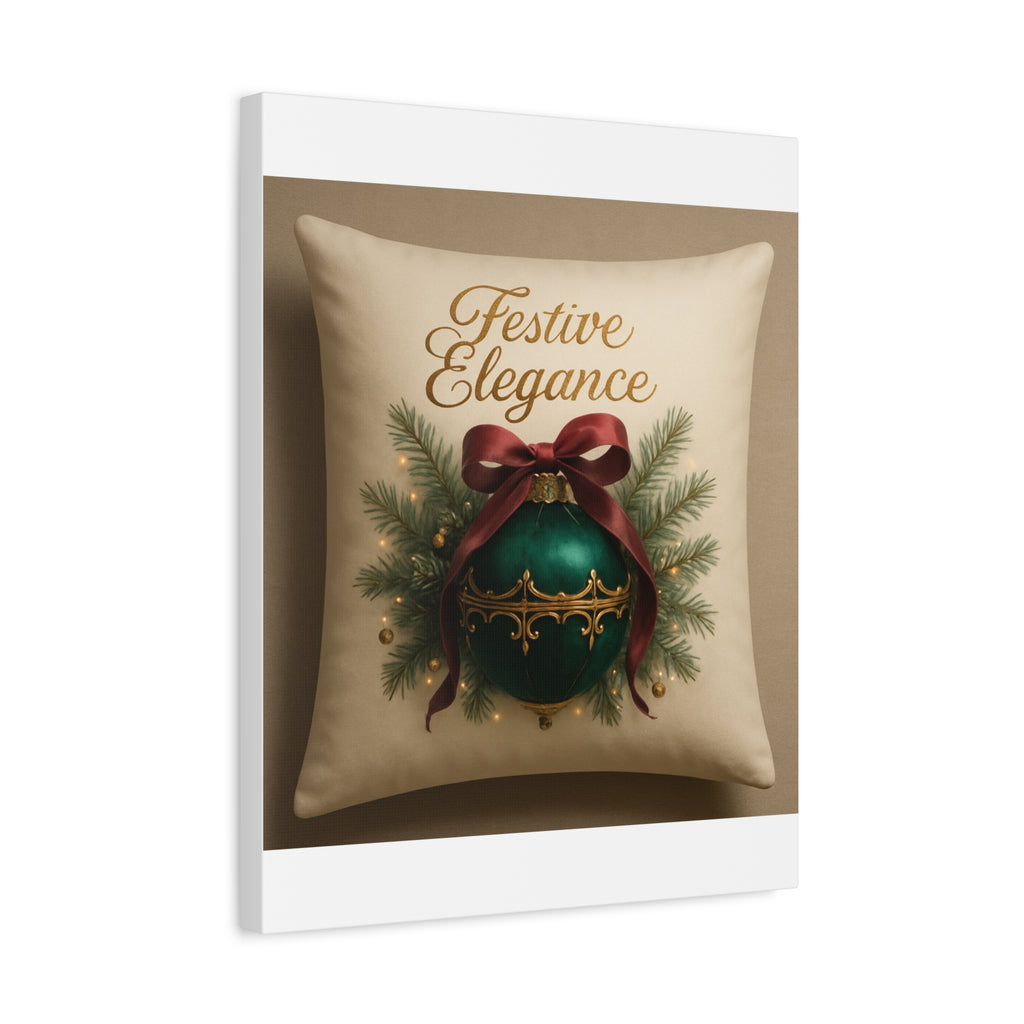 Festive Elegance Christmas Canvas Wall Art — Green Ornament Holiday Decor