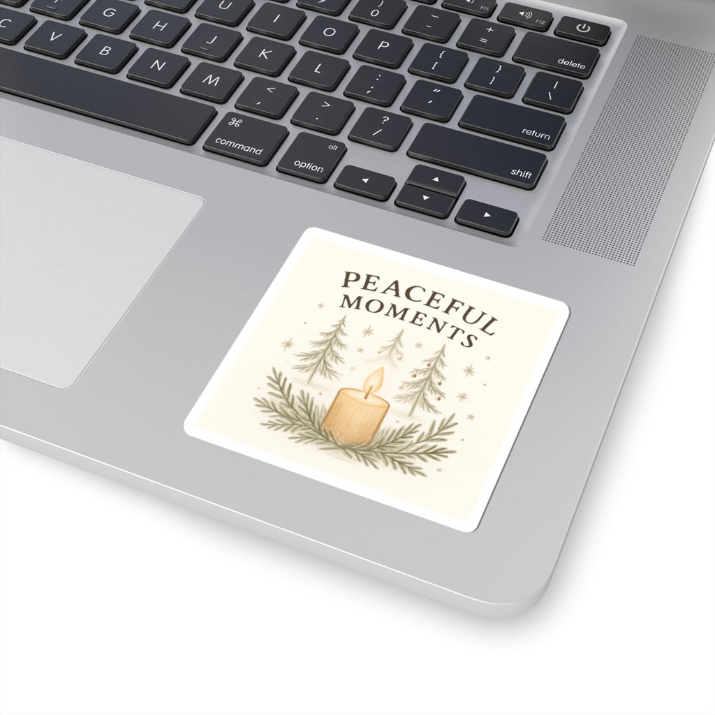 Peaceful Moments Candle Sticker — Cozy Winter Nature Kiss-Cut Sticker