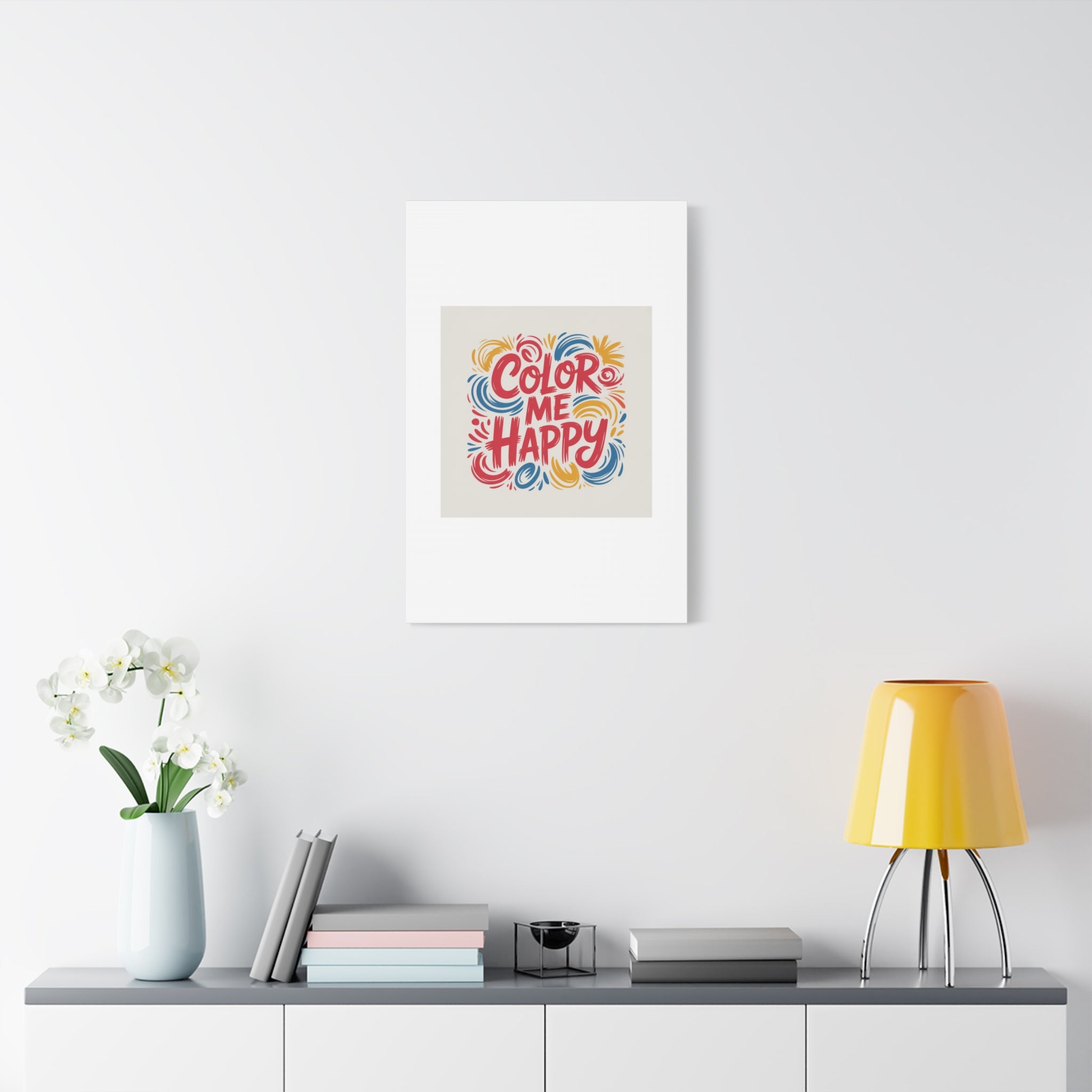 Color Me Happy Canvas Wall Art — Bright Hand-Lettered Inspirational Print