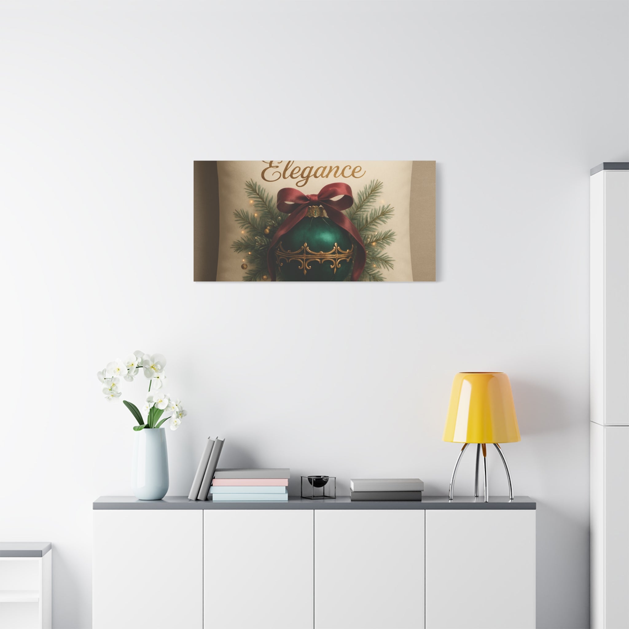 Festive Elegance Christmas Canvas Wall Art — Green Ornament Holiday Decor