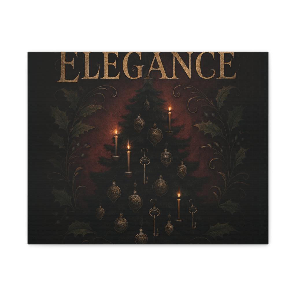Elegance Christmas Canvas Wall Art — Vintage Candlelit Tree Matte Stretched Print