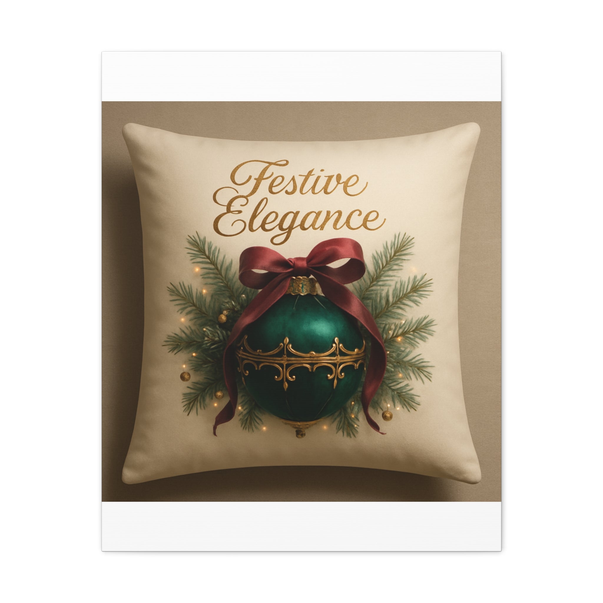Festive Elegance Christmas Canvas Wall Art — Green Ornament Holiday Decor