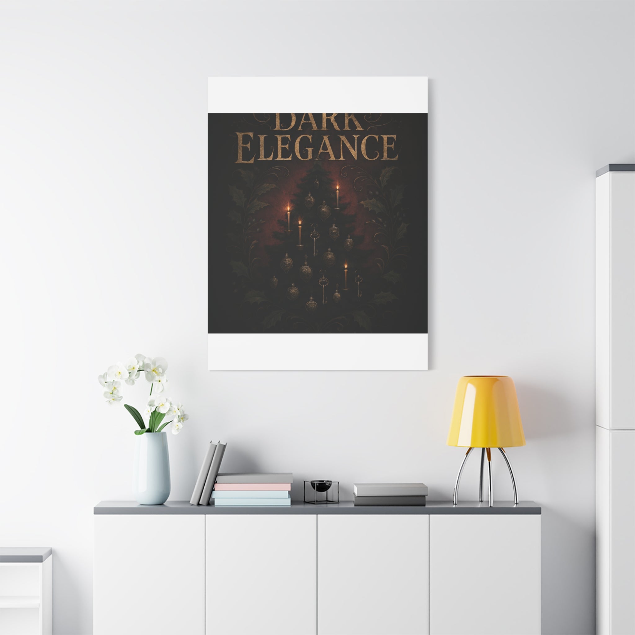 Elegance Christmas Canvas Wall Art — Vintage Candlelit Tree Matte Stretched Print